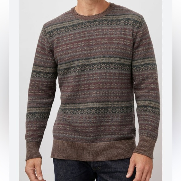NWT Rails | Men's Carlisle Fair Isle Wool Blend Highland Rust Sweater $168 - Picture 1 of 15